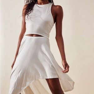 Free People FP Beach Bethany Midi Dress Elegant White Asymmetrical Skirt